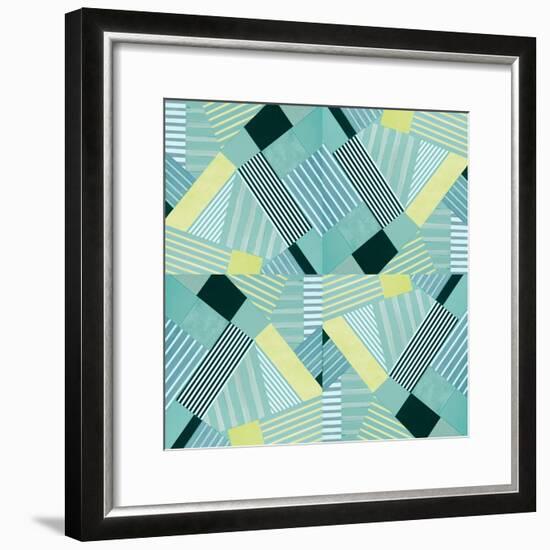 Geo Stripes in Pale Teal-Lanie Loreth-Framed Art Print