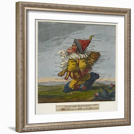 Geography Bewitched!, A Droll Caricature Map of Scotland, ca. 1795-Robert Dighton-Framed Giclee Print