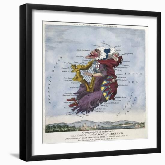 Geography Bewitched!, Droll Caricature Map of Ireland, ca.1796-null-Framed Giclee Print