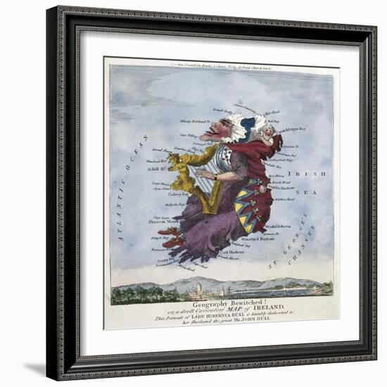 Geography Bewitched!, Droll Caricature Map of Ireland, ca.1796-null-Framed Giclee Print