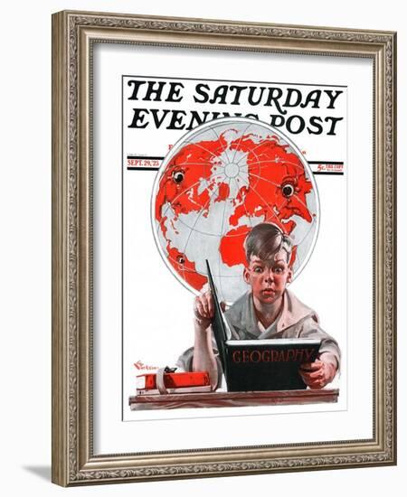 "Geography," Saturday Evening Post Cover, September 29, 1923-Elbert Mcgran Jackson-Framed Giclee Print