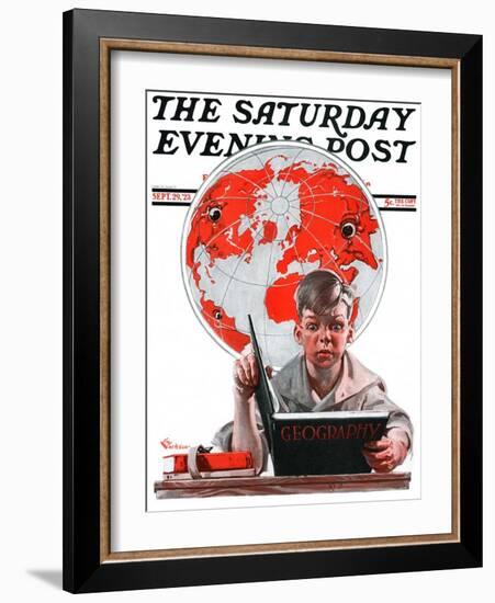 "Geography," Saturday Evening Post Cover, September 29, 1923-Elbert Mcgran Jackson-Framed Giclee Print