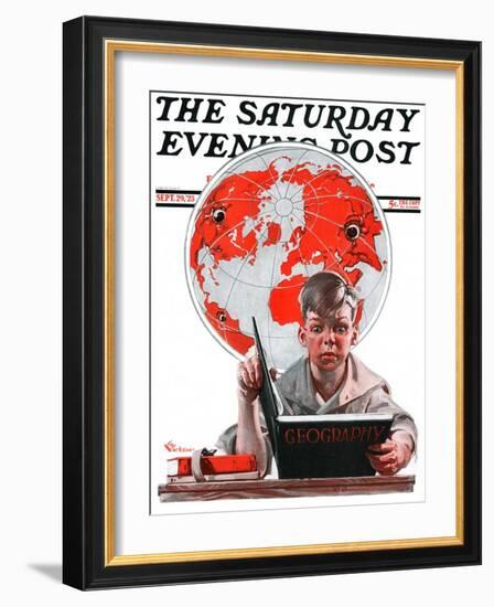 "Geography," Saturday Evening Post Cover, September 29, 1923-Elbert Mcgran Jackson-Framed Giclee Print