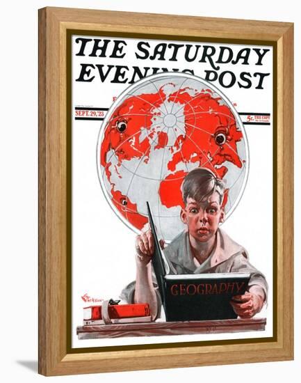 "Geography," Saturday Evening Post Cover, September 29, 1923-Elbert Mcgran Jackson-Framed Premier Image Canvas