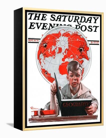 "Geography," Saturday Evening Post Cover, September 29, 1923-Elbert Mcgran Jackson-Framed Premier Image Canvas