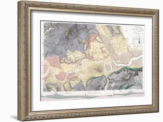 Geological Map of London and the Surrounding Area, 1871-T Walsh-Framed Giclee Print