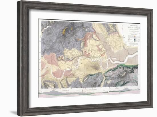 Geological Map of London and the Surrounding Area, 1871-T Walsh-Framed Giclee Print