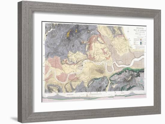 Geological Map of London and the Surrounding Area, 1871-T Walsh-Framed Giclee Print