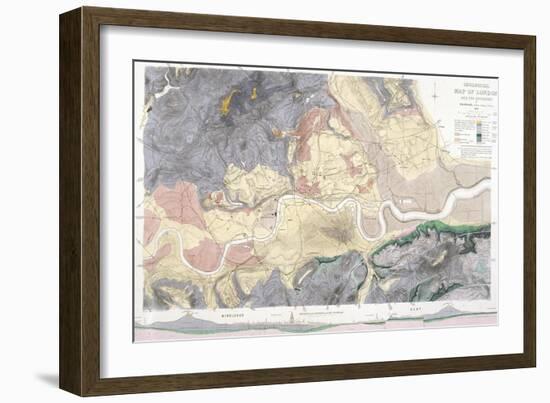 Geological Map of London and the Surrounding Area, 1871-T Walsh-Framed Giclee Print