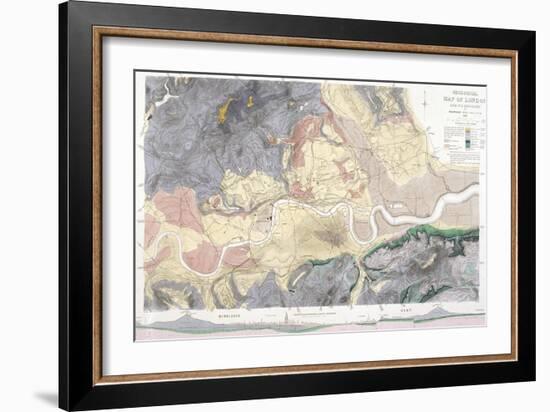Geological Map of London and the Surrounding Area, 1871-T Walsh-Framed Giclee Print