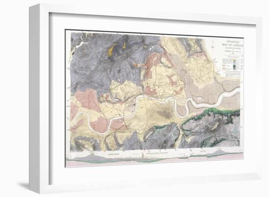 Geological Map of London and the Surrounding Area, 1871-T Walsh-Framed Giclee Print