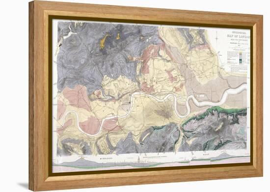 Geological Map of London and the Surrounding Area, 1871-T Walsh-Framed Premier Image Canvas