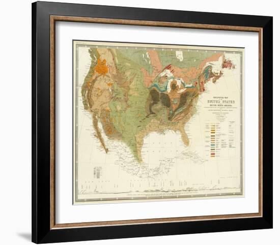 Geological Map of the United States, c.1856-Henry Darwin Rogers-Framed Art Print