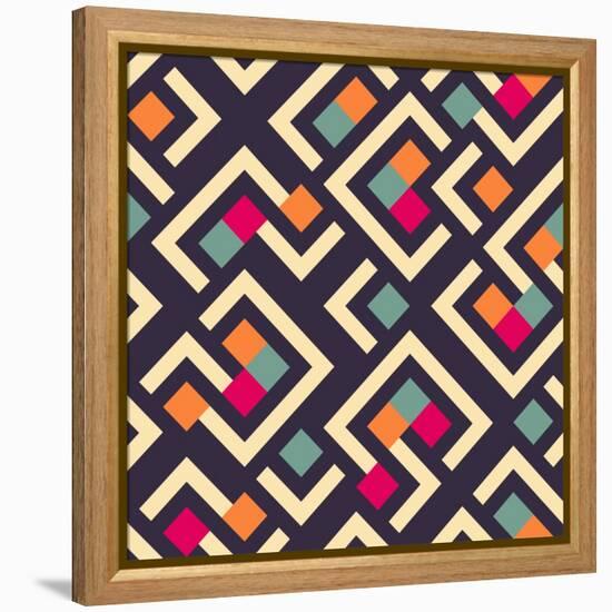 Geometric Box Pattern-AKSANA SHUM-Framed Stretched Canvas