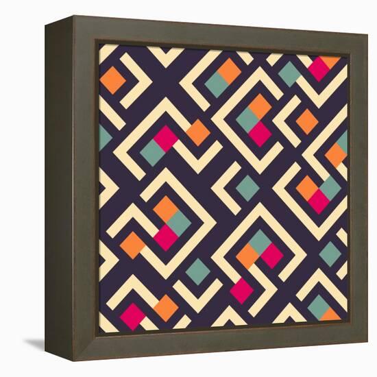 Geometric Box Pattern-AKSANA SHUM-Framed Stretched Canvas