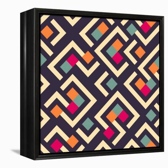 Geometric Box Pattern-AKSANA SHUM-Framed Stretched Canvas