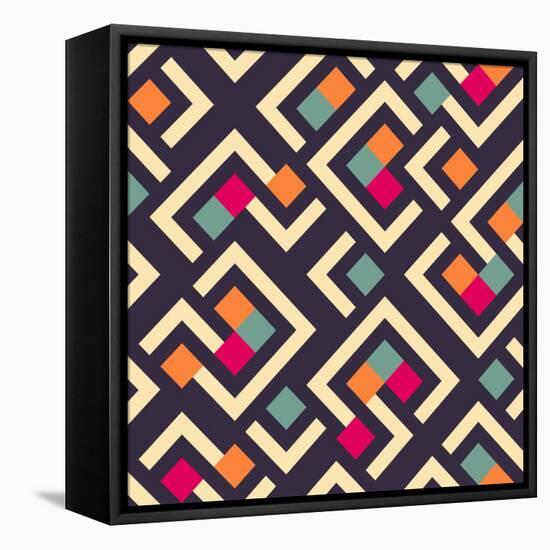 Geometric Box Pattern-AKSANA SHUM-Framed Stretched Canvas