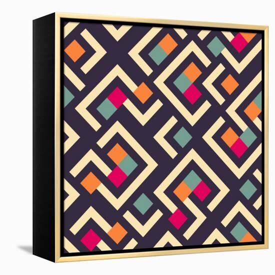 Geometric Box Pattern-AKSANA SHUM-Framed Stretched Canvas