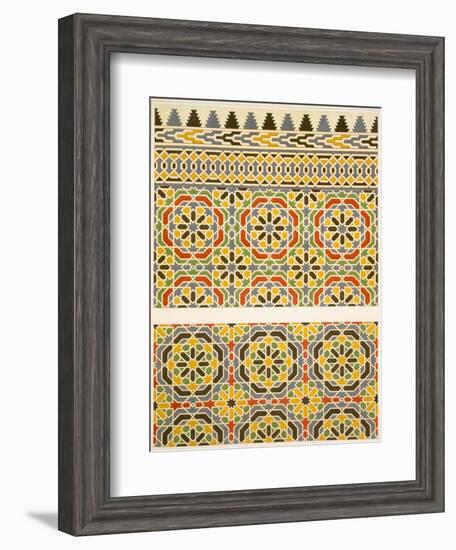 Geometric Ceramic (Faience) Decoration from the Mosque of Cheykhoun, 19th Century (Print)-Emile Prisse d'Avennes-Framed Giclee Print