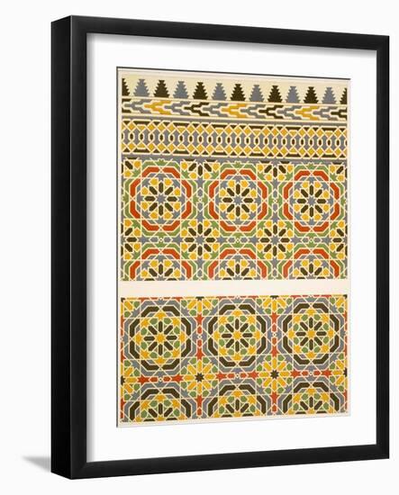 Geometric Ceramic (Faience) Decoration from the Mosque of Cheykhoun, 19th Century (Print)-Emile Prisse d'Avennes-Framed Giclee Print