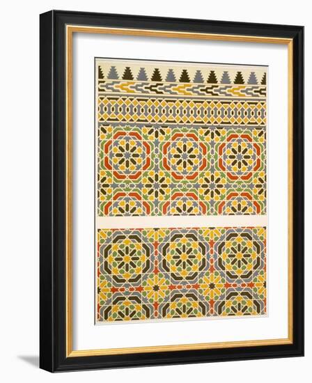 Geometric Ceramic (Faience) Decoration from the Mosque of Cheykhoun, 19th Century (Print)-Emile Prisse d'Avennes-Framed Giclee Print