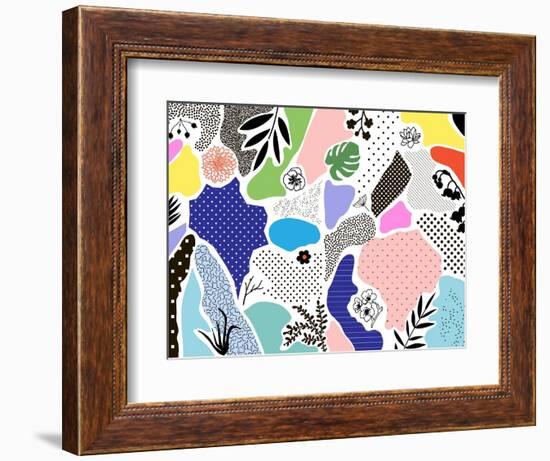 Geometric Collage With Floral Elements And Textures-Lera Efremova-Framed Premium Giclee Print