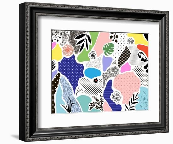 Geometric Collage With Floral Elements And Textures-Lera Efremova-Framed Premium Giclee Print