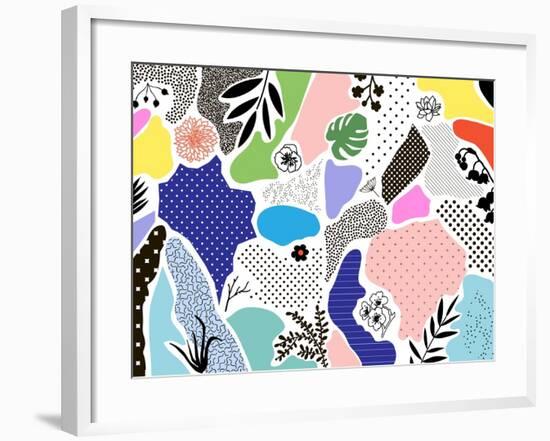 Geometric Collage With Floral Elements And Textures-Lera Efremova-Framed Art Print