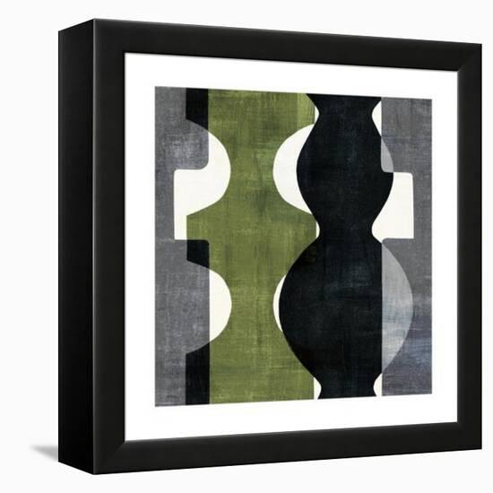 Geometric Deco II with Green-Wild Apple Portfolio-Framed Stretched Canvas