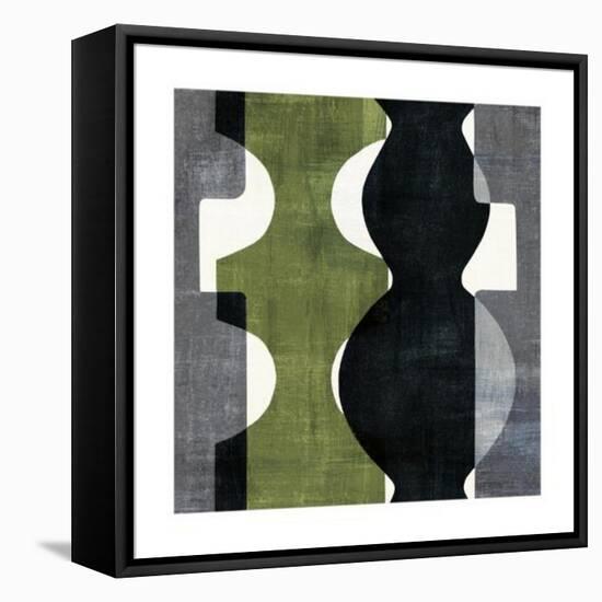 Geometric Deco II with Green-Wild Apple Portfolio-Framed Stretched Canvas