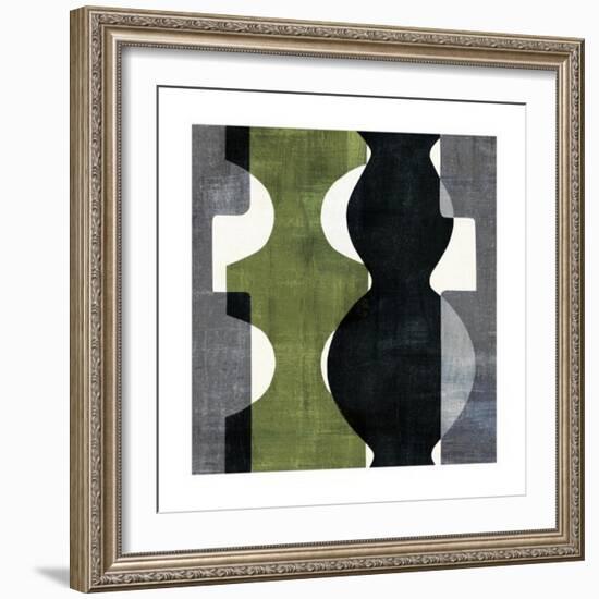 Geometric Deco II with Green-Wild Apple Portfolio-Framed Art Print