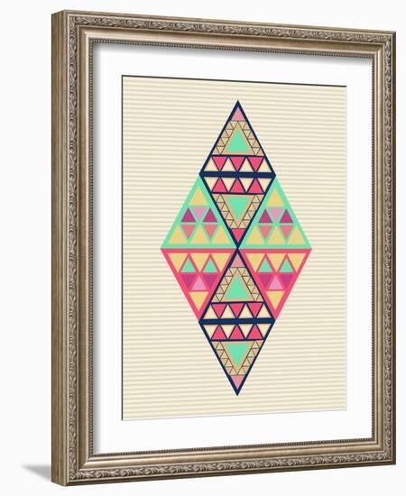 Geometric Diamond Composition-cienpies-Framed Art Print