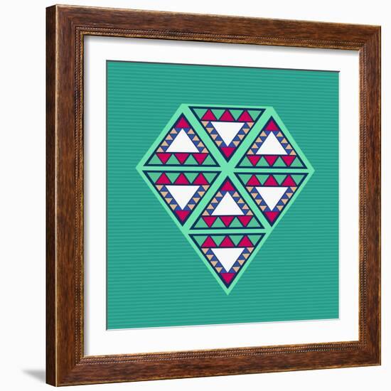 Geometric Diamond Composition-cienpies-Framed Art Print