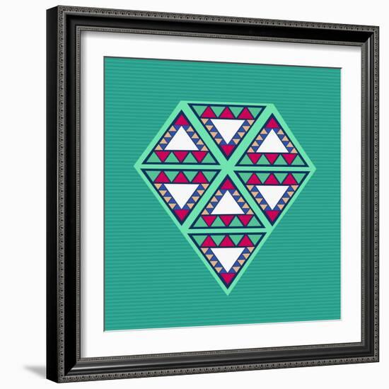 Geometric Diamond Composition-cienpies-Framed Art Print