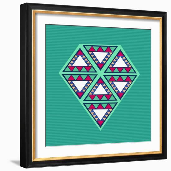 Geometric Diamond Composition-cienpies-Framed Art Print