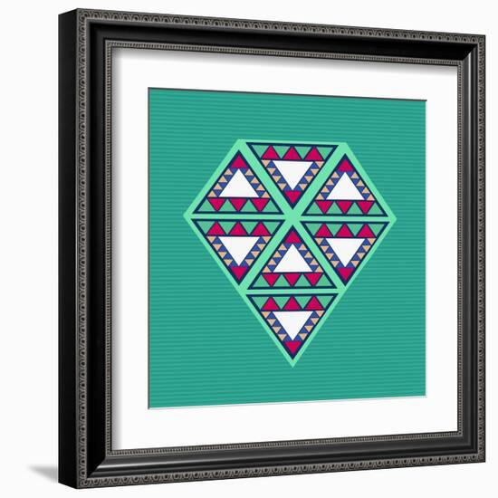 Geometric Diamond Composition-cienpies-Framed Art Print