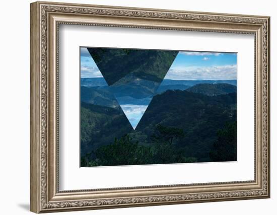 Geometric Foggy Forest Mountain Landscape-Bulgn-Framed Photographic Print