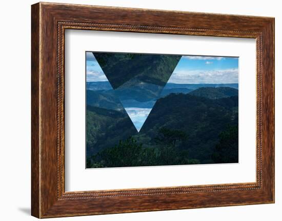 Geometric Foggy Forest Mountain Landscape-Bulgn-Framed Photographic Print