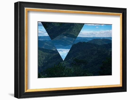 Geometric Foggy Forest Mountain Landscape-Bulgn-Framed Photographic Print