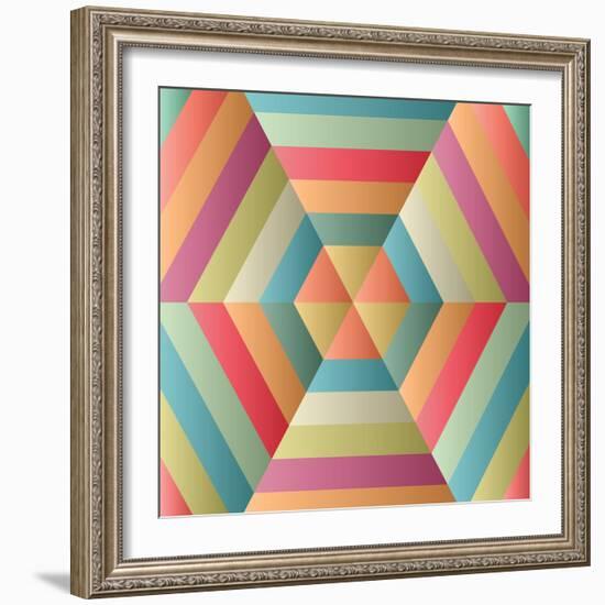 Geometric Hexagon Op Illusion-AnaMarques-Framed Art Print