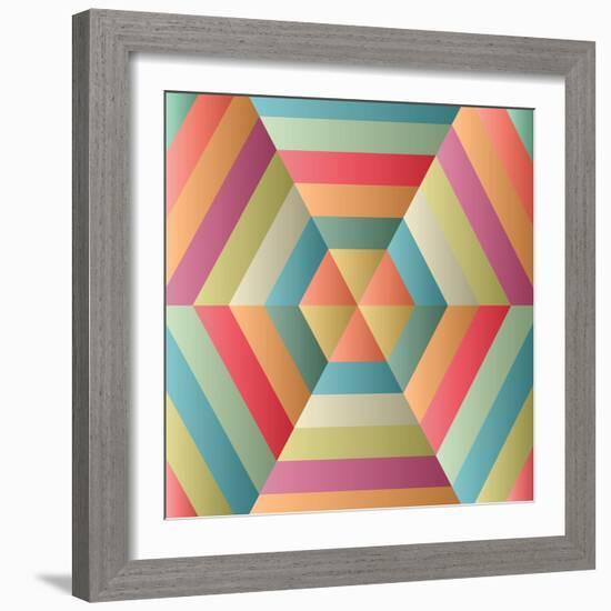 Geometric Hexagon Op Illusion-AnaMarques-Framed Art Print