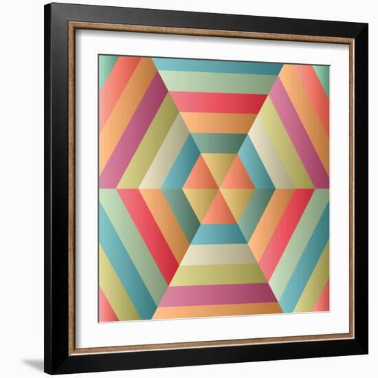 Geometric Hexagon Op Illusion-AnaMarques-Framed Art Print