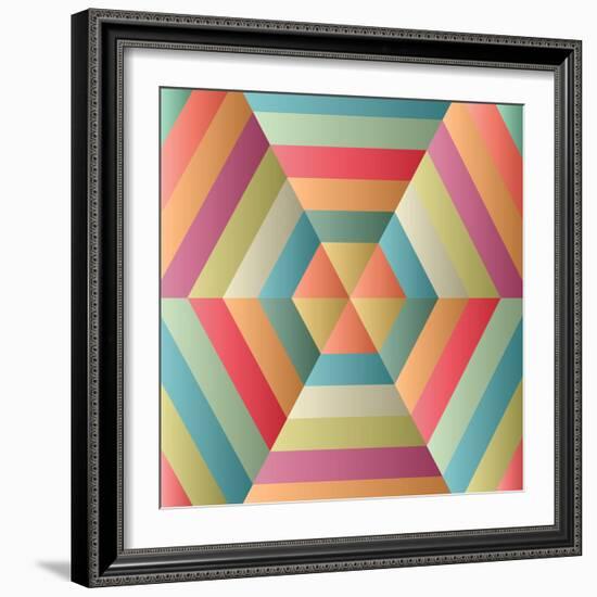 Geometric Hexagon Op Illusion-AnaMarques-Framed Art Print