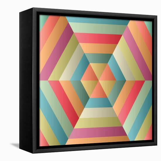 Geometric Hexagon Op Illusion-AnaMarques-Framed Stretched Canvas