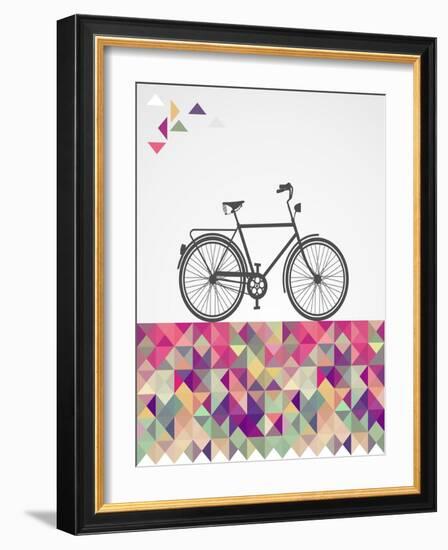 Geometric Hipster Bicycle-cienpies-Framed Art Print