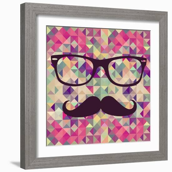 Geometric Hipster Face-cienpies-Framed Art Print