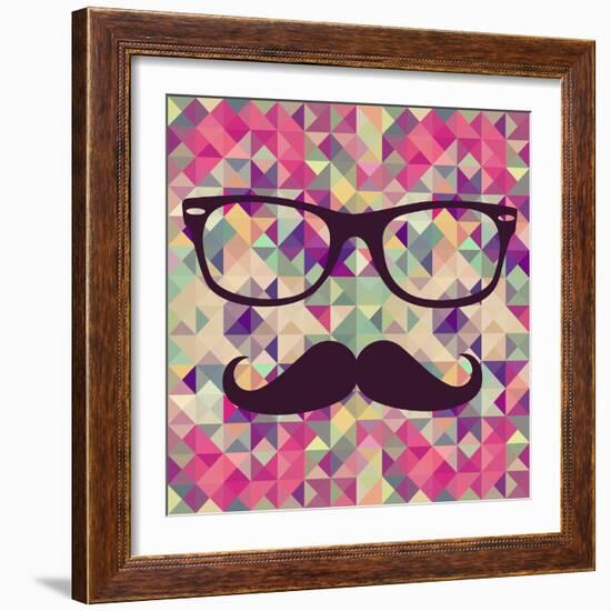 Geometric Hipster Face-cienpies-Framed Art Print