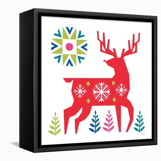 Geometric Holiday Reindeer I Bright-Michael Mullan-Framed Stretched Canvas