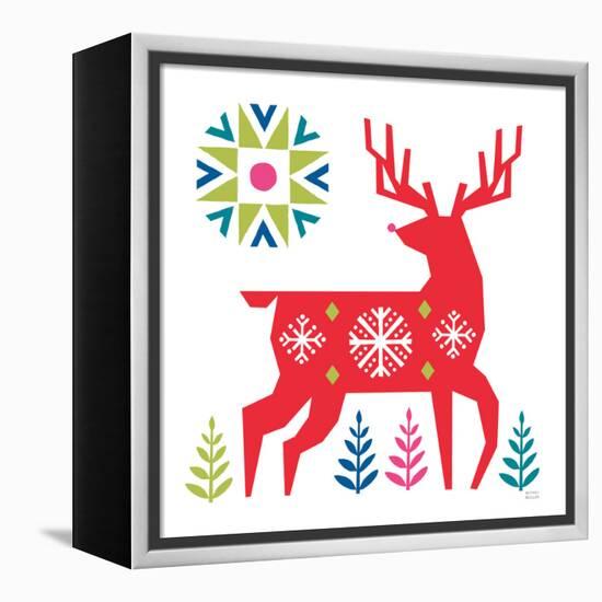 Geometric Holiday Reindeer I Bright-Michael Mullan-Framed Stretched Canvas
