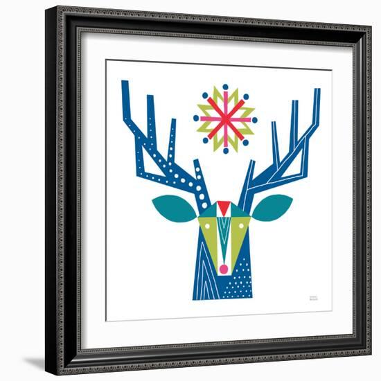 Geometric Holiday Reindeer II Bright-Michael Mullan-Framed Art Print